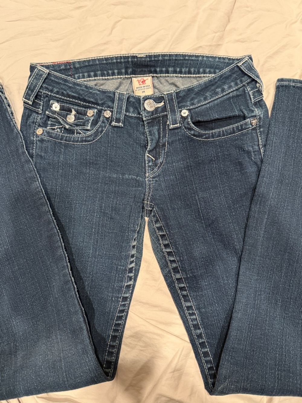 True Religion Julie Dark Indigo Skinny Jeans with Silver Hardware